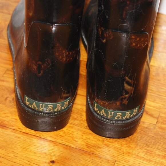 $195 Like New Ralph Lauren Buckle Top Logo Equestrian Rubber Boots - Picture 5 of 10
